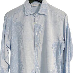 NEW $670 Etro Shirt!  Medium Light Blue Floral & Palms Design Lightweight  ITALY